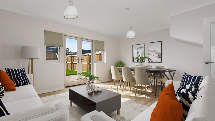 CGI lounge diner staging of the Newhaven, a three bed semi detached property