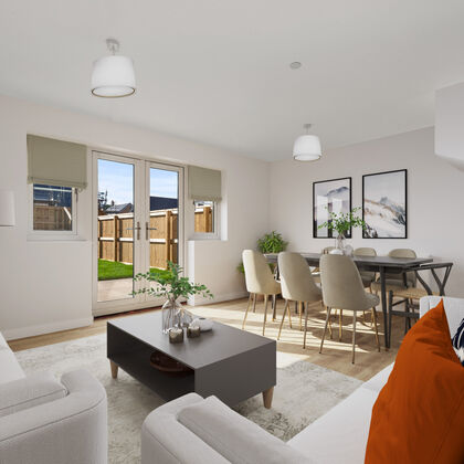 CGI lounge diner staging of the Newhaven, a three bed semi detached property