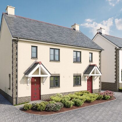 The Eiling, a 2 bed semi detached property, front external CGI shot